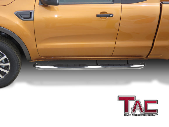TAC 3" Stainless Steel Side Steps Compatible with 2019-2023 Ford Ranger Super Cab| Running Boards| Side Bars| Step Rails| Nerf Bars| Rocker Slider| Pickup Truck Accessories (2 PCS)