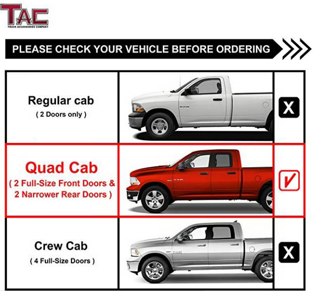 TAC Stainless Steel 4" Side Steps for 2002-2008 Dodge Ram 1500 Quad Cab / 2003-2009 Dodge Ram 2500/3500 Quad Cab Truck | Running Boards | Nerf Bar | Side Bar
