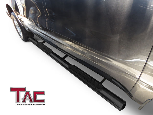 TAC Gloss Black 4" Side Steps for Chevy Silverado/GMC Sierra 1999-2013 1500/2500LD / 2001-2014 2500HD/3500 Extened Cab Truck | Running Boards | Nerf Bar | Side Bar