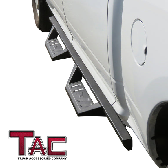 TAC Sidewinder Side Steps Running Boards Fit 2009-2018 Ram 1500 Crew Cab(Incl. 2019-2024 Ram 1500 Classic)|2010-2025 Ram 2500/3500/4500/5500 Crew Cab(Excl. Chassis Cab Diesel models) 4" Drop Fine Texture Black Armor Off-Road Accessories (2pcs)