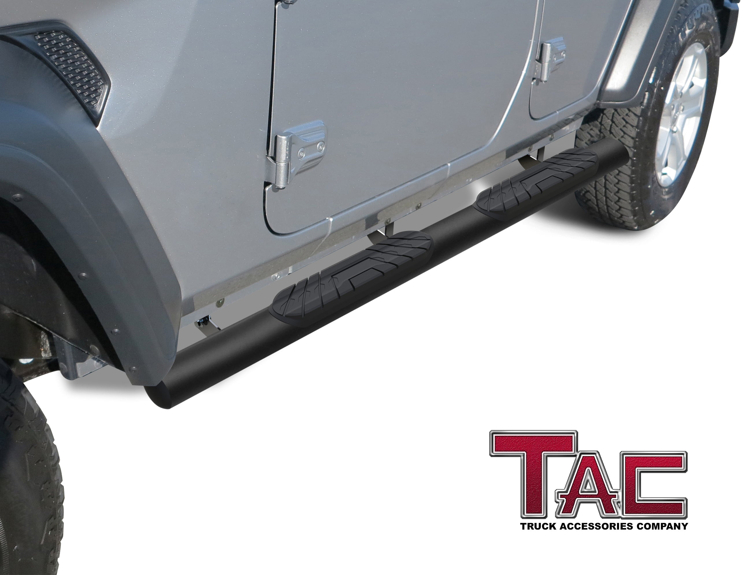 TAC Fine Texture Black 4" Side Steps for 2018-2025 Jeep Wrangler JL 4 Door SUV | 2021-2025 Wrangler JL 4xe | Running Boards | Nerf Bars | Side Bars - 0