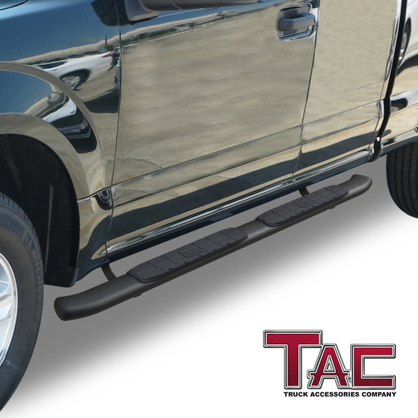 TAC Side Steps Running Boards Compatible with 2015-2024 Ford F150 | 2017-2024 F250/350/450/550 Super Duty Super Cab Truck Pickup 4.25" Texture Black Side Bars Nerf Bars Off Road Accessories (2pcs)