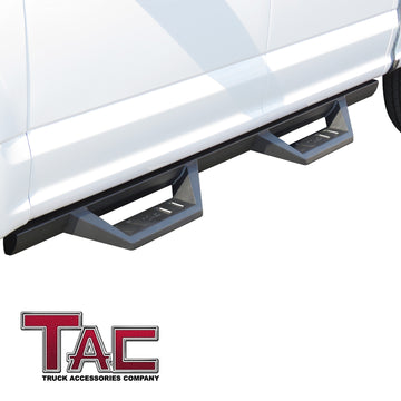 TAC Sidewinder Running Boards Fit 2015-2026 Ford F150 Supercrew Cab| 2022-2026 Ford F150 Lightning EV Supercrew Cab|2017-2026 F250/F350/F450/F550 Super Duty Crew Cab Truck 4" Drop Fine Texture Black Side Steps Nerf Bars Rock Slider Armor Accessories - 0