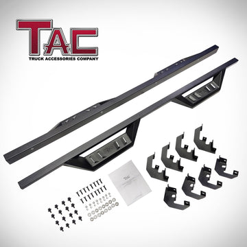 TAC Sidewinder Running Boards Fit 2019-2026 Chevy Silverado/GMC Sierra 1500 Crew Cab|2020-2026 Chevy Silverado/GMC Sierra 2500/3500 Crew Cab Truck 4" Drop Fine Texture Black Side Steps Nerf Bars Accessories (2pcs) - 0