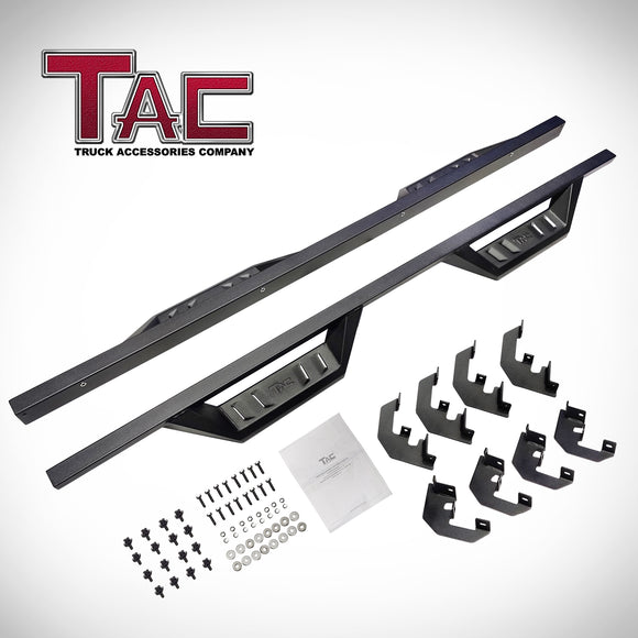 TAC Sidewinder Running Boards Fit 2019-2025 Chevy Silverado/GMC Sierra 1500 | 2020-2025 2500/3500 Crew Cab Truck 4" Drop Fine Texture Black Side Steps Nerf Bars Rock Slider Armor Accessories (2pcs)