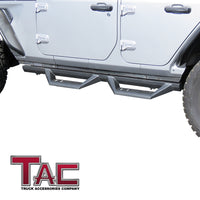 TAC Sidewinder Running Boards Fit 2018-2023 Jeep Wrangler JL 4 Door SUV 4” Drop Fine Texture Black Side Steps Nerf Bars Rock Slider Armor Off-Road Accessories (2pcs)