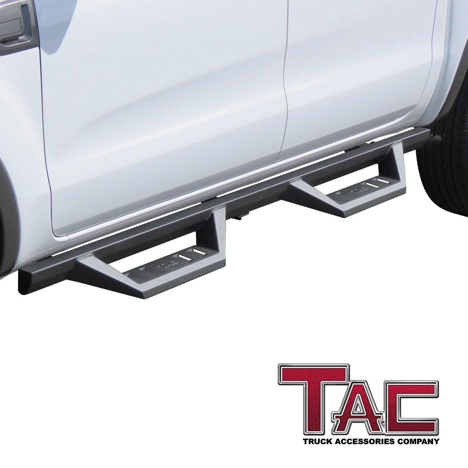 TAC Sidewinder Running Boards Fit 2019-2025 Ford Ranger SuperCrew Cab Truck Pickup 4" Drop Fine Texture Black Side Steps Nerf Bars Rock Slider Armor Off-Road Accessories (2pcs)