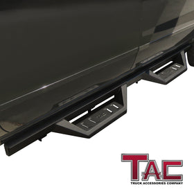 TAC Sidewinder Running Boards Fit Chevy Silverado/GMC Sierra 2007-2018 1500 | 2007-2019 2500/3500 Crew Cab 4" Drop Fine Texture Black Side Steps Nerf Bars Rock Slider Armor Off-Road Accessories (2pcs) - 0