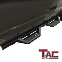 TAC Sidewinder Running Boards Fit Chevy Silverado/GMC Sierra 2007-2018 1500 | 2007-2019 2500/3500 Crew Cab 4” Drop Fine Texture Black Side Steps Nerf Bars Rock Slider Armor Off-Road Accessories (2pcs)