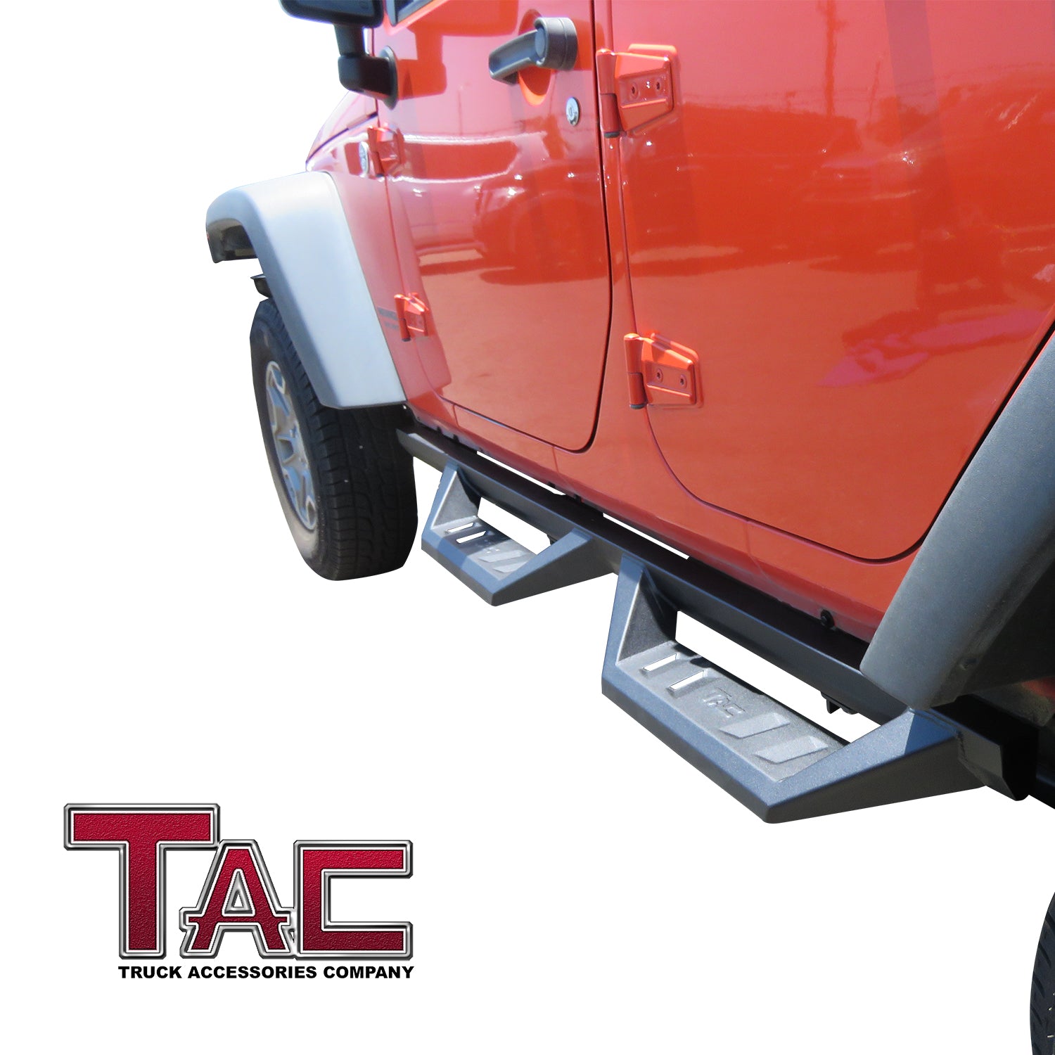 TAC Sidewinder Running Boards Fit 2007- 2018 Jeep Wrangler JK 4 Door SUV 4" Drop Fine Texture Black Side Steps Nerf Bars Rock Slider Armor Off-Road Accessories (2pcs) - 0