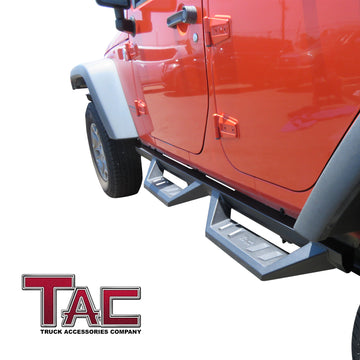 TAC Sidewinder Running Boards Fit 2007- 2018 Jeep Wrangler JK 4 Door SUV 4" Drop Fine Texture Black Side Steps Nerf Bars Rock Slider Armor Off-Road Accessories (2pcs) - 0