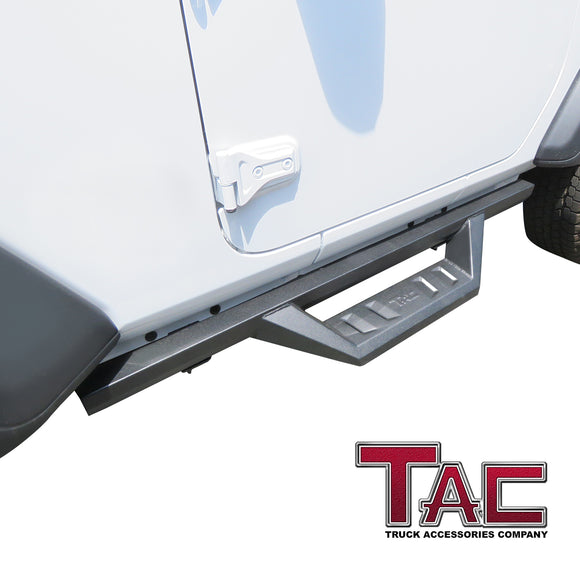 TAC Sidewinder Running Boards Fit 2018-2025 Jeep Wrangler JL 2 Door SUV 4" Drop Fine Texture Black Side Steps Nerf Bars Rock Slider Armor Off-Road Accessories (2pcs)