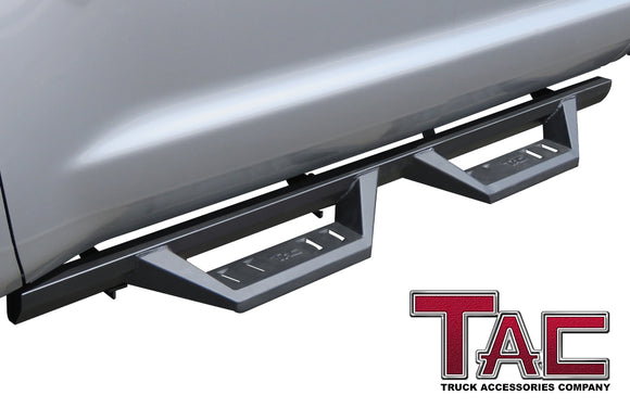 TAC Sidewinder Running Boards Fit 2007-2021 Toyota Tundra Double Cab 4" Drop Fine Texture Black Side Steps Nerf Bars Rock Slider Armor Off-Road Accessories (2pcs)