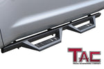 TAC Sidewinder Running Boards Fit 2007-2021 Toyota Tundra Double Cab 4” Drop Fine Texture Black Side Steps Nerf Bars Rock Slider Armor Off-Road Accessories (2pcs)
