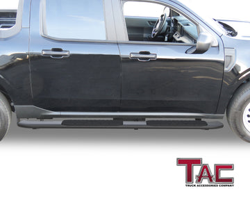 TAC Side Steps Running Boards for 2022-2026 Ford Maverick/Maverick Hybrid Truck Pickup 4.25" Oval Bend Texture Black Side Bars Nerf Bars - 0