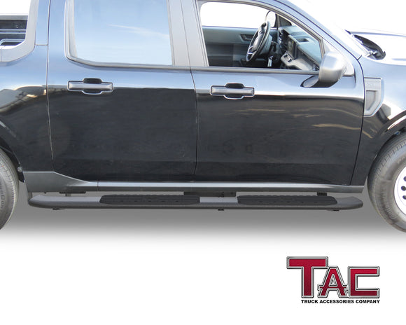TAC Side Steps Running Boards for 2022-2025 Ford Maverick / Maverick Hybrid Truck Pickup 4.25" Oval Bend Texture Black Side Bars Nerf Bars (Texture Powder Coating Brackets)
