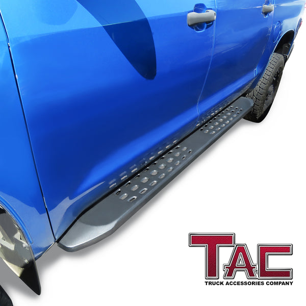 TAC Fine Texture Frigate Running Boards for 2007-2021 Toyota Tundra Crew Max Truck | Side Steps | Nerf Bars | Side Bars