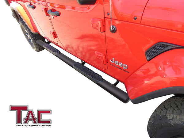 TAC Fine Texture Black 4" Side Steps for 2020-2023 Jeep Gladiator Truck | Running Boards | Nerf Bar | Side Bar