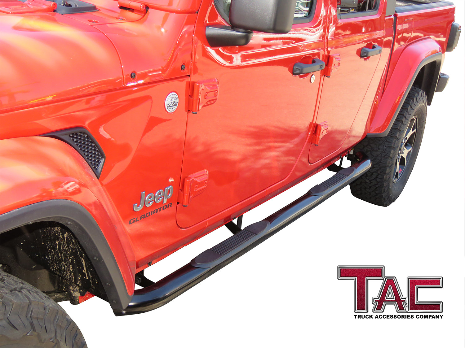 TAC 3" Gloss Black Side Steps Compatible with 2020-2025 Jeep Gladiator JT | Running Boards| Side Bars| Step Rails| Nerf Bars| Rocker Slider| Pickup Truck Accessories (2 PCS) - 0