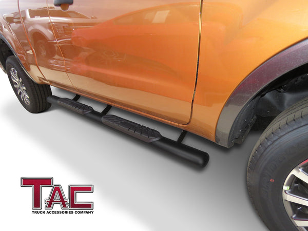 TAC Fine Texture 4" Side Steps for 2019-2023 Ford Ranger Super Cab Truck| Running Boards | Nerf Bar | Side Bar