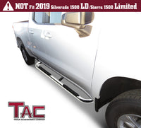 TAC Stainless Steel 3" Side Steps For 2019-2023 Chevy Silverado/GMC Sierra 1500 | 2020-2024 Chevy Silverado/GMC Sierra 2500/3500 Double Cab Truck | Running Boards | Side Bars | Nerf Bars