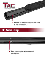 TAC Gloss Black 4" Side Steps for Chevy Silverado/GMC Sierra 1999-2013 1500/2500LD / 2001-2014 2500HD/3500 Extened Cab Truck | Running Boards | Nerf Bar | Side Bar