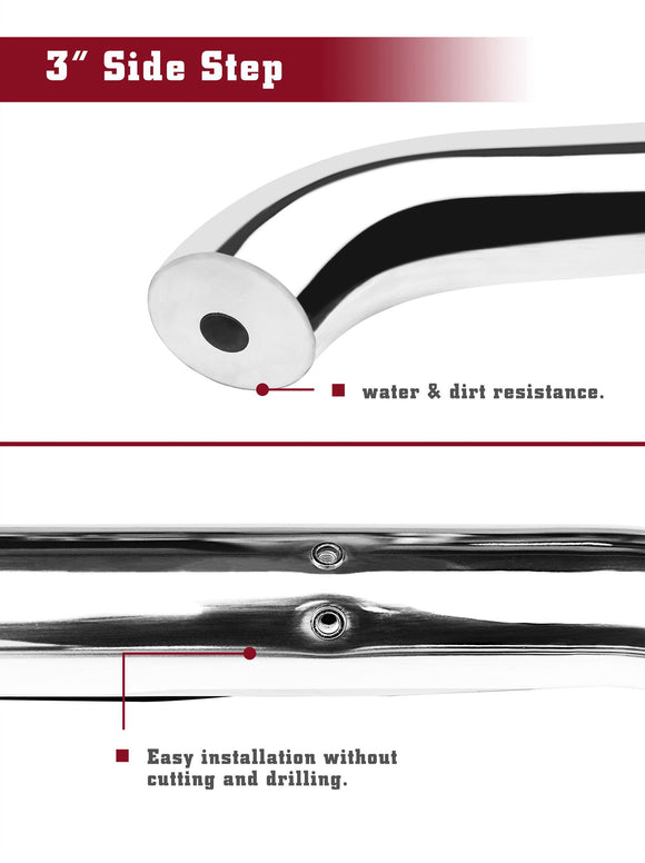 TAC 3" Stainless Steel Side Steps Compatible with 2019-2023 Ford Ranger Super Cab| Running Boards| Side Bars| Step Rails| Nerf Bars| Rocker Slider| Pickup Truck Accessories (2 PCS)