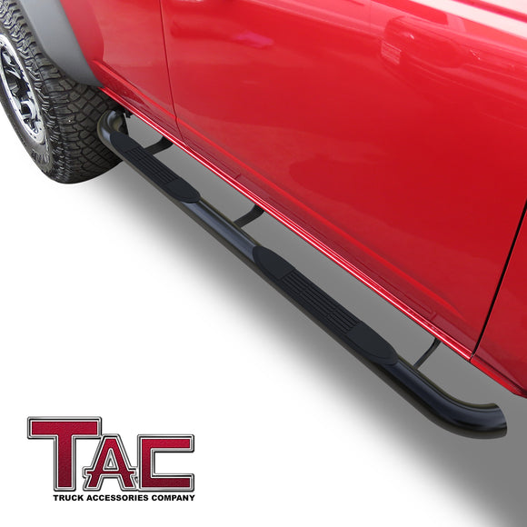 TAC 3" Gloss Black Side Steps Compatible with 2021-2025 Ford Bronco 4 Door| Running Boards| Side Bars| Step Rails| Nerf Bars| Rocker Slider| SUV Accessories (2 PCS)