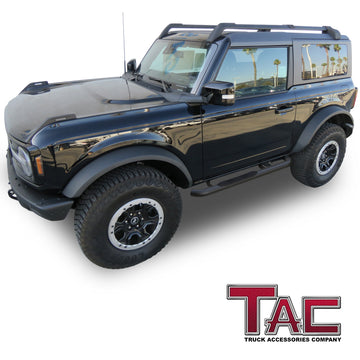 TAC 3" Texture Black Side Steps Compatible with 2021-2026 Ford Bronco 2 Door (Not for Bronco Sport) | Running Boards| Side Bars| Step Rails| Nerf Bars| Rocker Slider| SUV Accessories (2 PCS) - 0