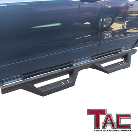 TAC Sidewinder Running Boards Fit 2007-2018 Chevy Silverado/GMC Sierra 1500|2007-2019 2500/3500 Extended Double Cab 4" Drop Fine Texture Black Side Steps Nerf Bars Rock Slider Armor Off-Road (2pcs) - 0
