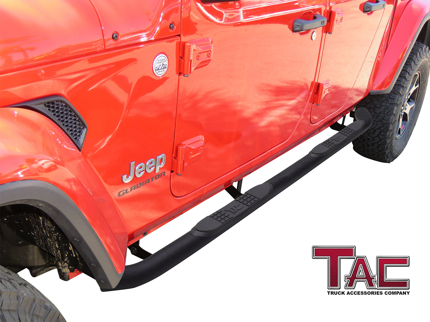 TAC 3" Texture Black Side Steps Compatible with 2020-2025 Jeep Gladiator 4 Door JT | Running Boards| Side Bars| Step Rails| Nerf Bars| Rocker Slider| Pickup Truck Accessories (2 PCS) - 0