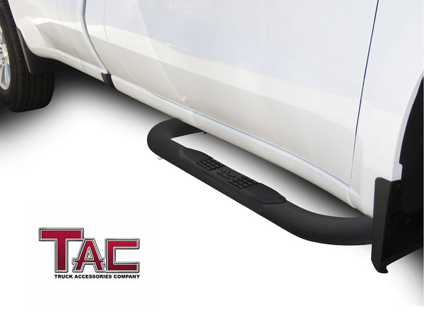 TAC Heavy Texture Black 3" Side Steps for 2019-2023 Chevy Silverado/GMC Sierra 1500 Regular Cab | 2020-2024 Chevy Silverado/GMC Sierra 2500/3500 Regular Cab | Running Boards | Nerf Bar | Side Bar