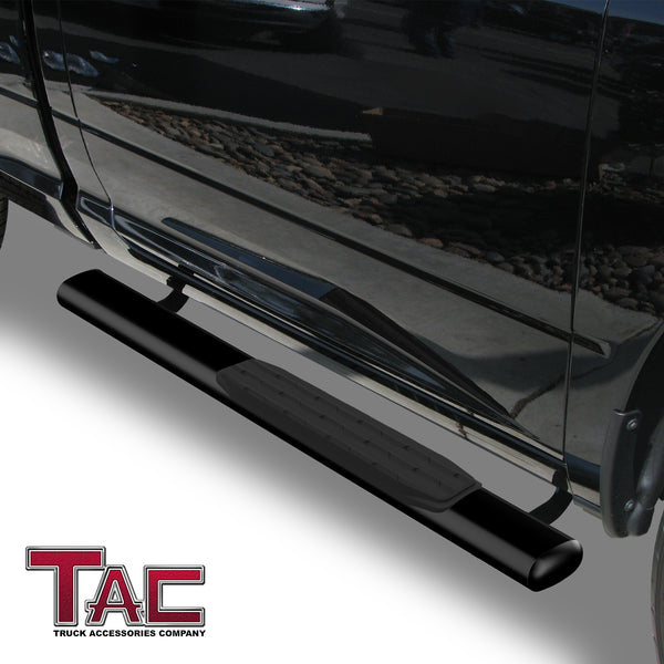 TAC Gloss Black 5" Oval Straight Side Steps For 2009-2018 Dodge Ram 1500 Regular Cab (Incl. 2019-2023 Ram 1500 Classic) / 2010-2023 Dodge Ram 2500/3500/4500/5500 Regular Cab | Running Boards | Nerf Bar | Side Bar