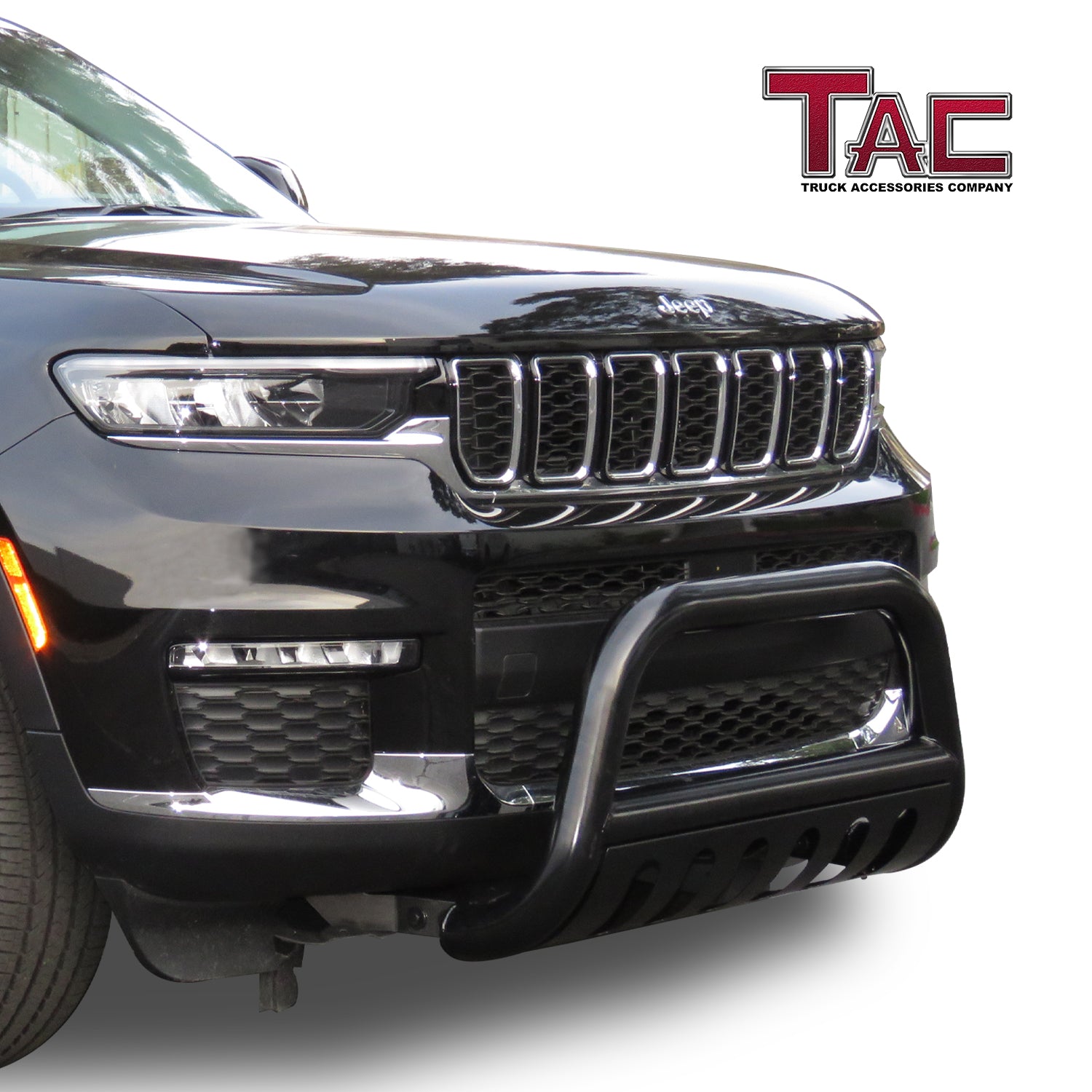 TAC Bull Bar Compatible with 2021-2025 Jeep Grand Cherokee L / 2022-2025 Grand Cherokee / 2022-2024 Grand Cherokee 4xe SUV 3" Black Front Bumper Grille Guard Brush Guard Rock Armor Front Protection Accessories