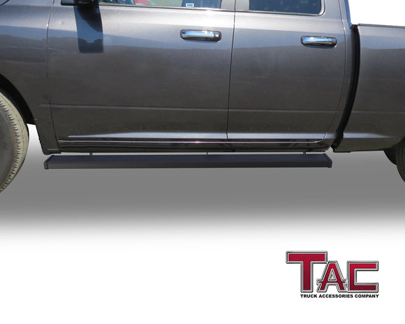 TAC Spear Running Boards Compatible with 2009-2018 Dodge Ram 1500 Quad Cab (Incl. 2019-2024 Ram 1500 Classic) 6" Side Step Rail Nerf Bar Truck Accessories Aluminum Texture Black Width Body and Soft top