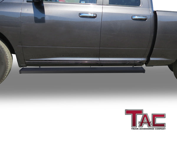 TAC Spear Running Boards Compatible with 2009-2018 Dodge Ram 1500 Quad Cab (Incl. 2019-2023 Ram 1500 Classic) 6" Side Step Rail Nerf Bar Truck Accessories Aluminum Texture Black Width Body and Soft top