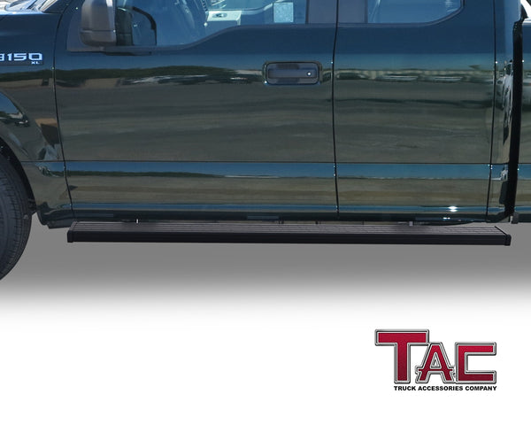 TAC Spear Running Boards Compatible with 2015-2024 Ford F150 Super Cab|2017-2024 F250/350/450/550 Super Duty Super Cab 6" Side Step Rail Nerf Bar Truck Accessories Aluminum Texture Black Width Body