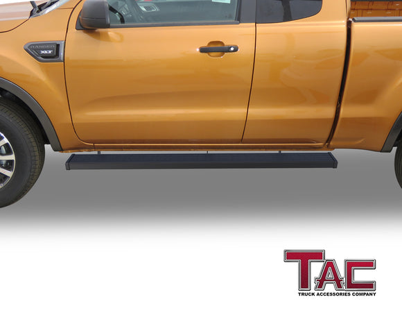 TAC Spear Running Boards Compatible with 2019-2023 Ford Ranger Super Cab 6" Side Step Rail Nerf Bar Truck Accessories Aluminum Texture Black Width Body and Soft top Lightweight 2Pcs