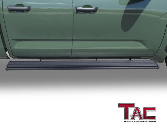 TAC Spear Running Boards Compatible with 2022-2025 Toyota Tundra Double Cab 6" Side Step Rail Nerf Bar Truck Accessories Aluminum Texture Black Width Body and Soft top Lightweight 2Pcs