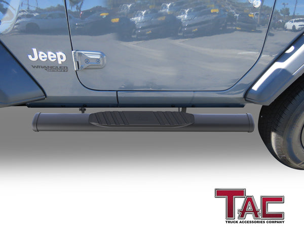 TAC Arrow Side Steps Running Boards Compatible with 2018-2024 Jeep Wrangler JL 2 Door SUV 5" Aluminum Texture Black Step Rails Nerf Bars Lightweight Off Road Accessories 2Pcs
