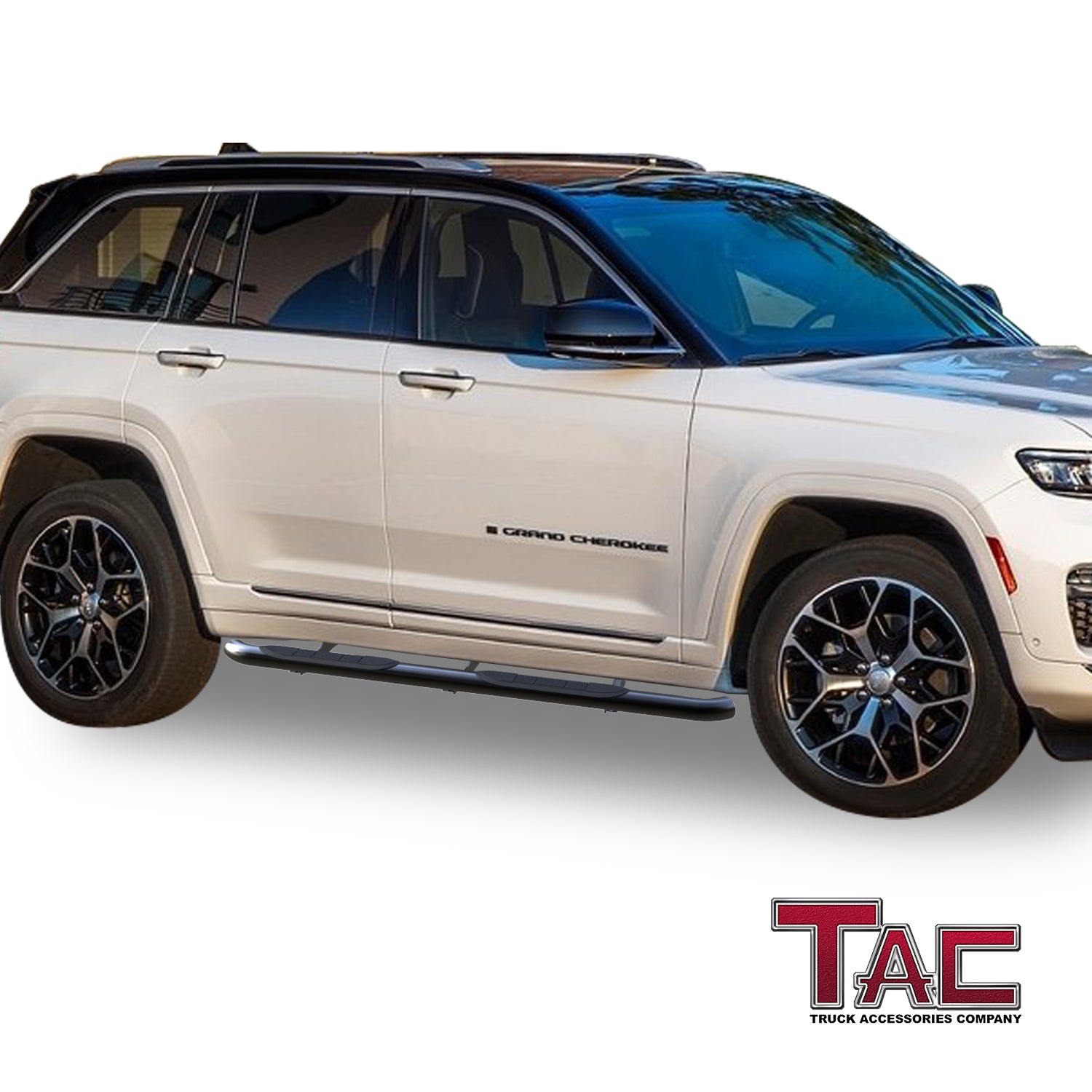 TAC 3" Gloss Black Side Steps Compatible with 2022-2024?Jeep Grand Cherokee (Exclude 2021-2024 Grand Cherokee L / 2022-2024 4xe Models) | Running Boards| Side Bars| Step Rails| Nerf Bars| Rocker Slider| SUV Accessories (2 PCS) - 0