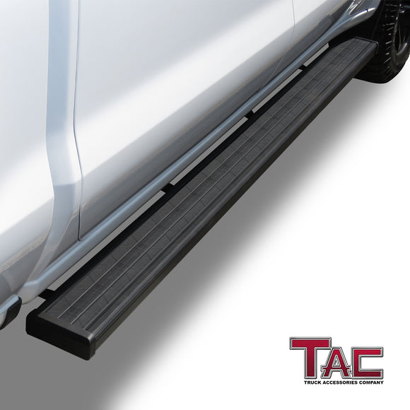 TAC Spear Running Boards Compatible with 2019-2025 Chevy Silverado/GMC Sierra 1500 Crew Cab|2020-2025 2500/3500 Crew Cab 6" Side Step Rail Nerf Bar Truck Accessories Aluminum Texture Black Lightweight
