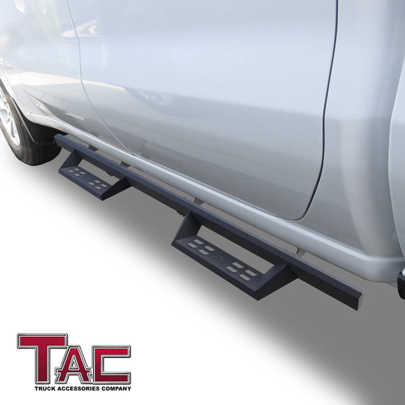TAC Sniper Running Boards Fit 2019-2025 Chevy Silverado/GMC Sierra 1500 | 2020-2025 2500/3500 Double Cab (Excl. 2019 Silverado 1500 LD/Sierra 1500 Limited) Truck Pickup 4" Black Side Steps Nerf Bars 2pcs