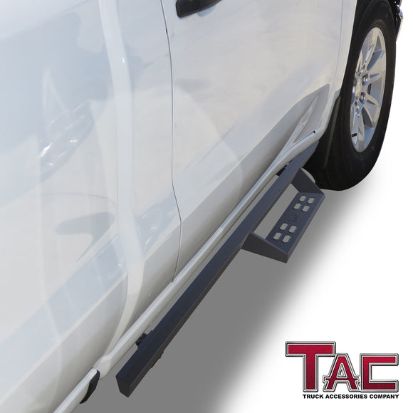 TAC Sniper Running Boards Fit 2019-2025 Chevy Silverado/GMC Sierra 1500 | 2020-2025 2500/3500 Regular Cab Truck Pickup 4" Fine Texture Black Side Steps Nerf Bars 2pcs