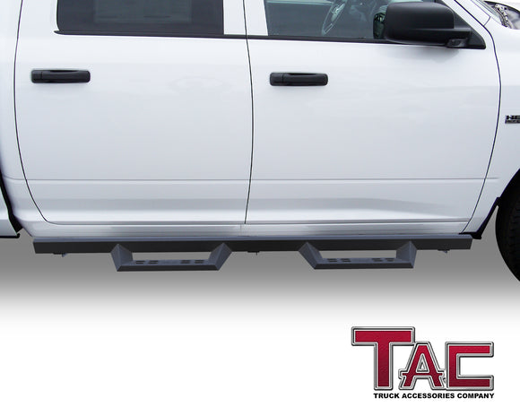 TAC Sniper Running Boards Fit 2009-2018 Ram 1500 Crew Cab(Incl. 2019-2024 Ram 1500 Classic)|2010-2025 Ram 2500/3500/4500/5500 Crew Cab(Excl. Chassis Cab Diesel models) 4" Side Steps Nerf Bars 2pcs