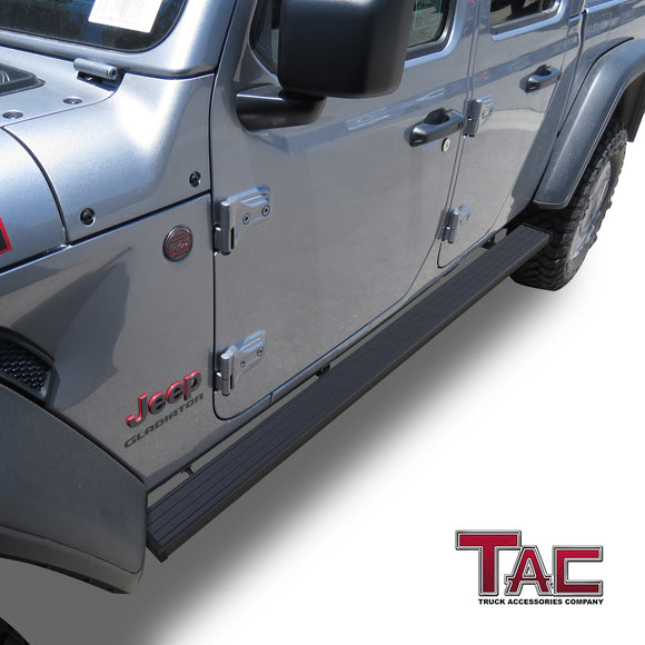 TAC Spear Running Boards Compatible with 2020-2025 Jeep Gladiator JT Pickup 6" Side Step Rail Nerf Bar Truck Accessories Aluminum Texture Black Width Body and Soft top Lightweight 2Pcs