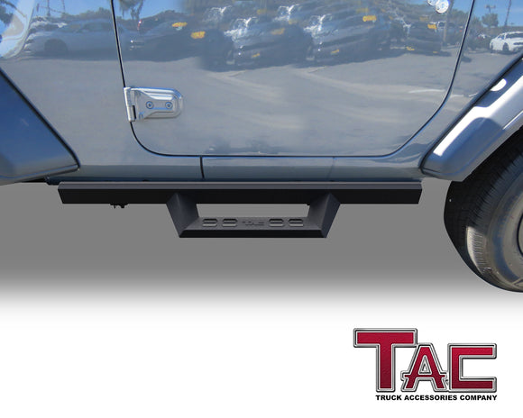 TAC Sniper Running Boards Fit 2018-2025 Jeep Wrangler JL 2 Door Truck Pickup 4" Fine Texture Black Side Steps Nerf Bars 2pcs
