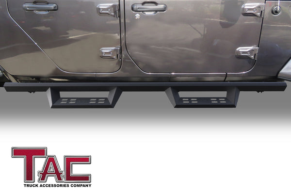 TAC Sniper Running Boards Compatible with 2020-2023 Jeep Gladiator Truck Pickup 4" Drop Fine Texture Black Side Steps Nerf Bars Rock Slider Armor Off-Road Accessories (2pcs)
