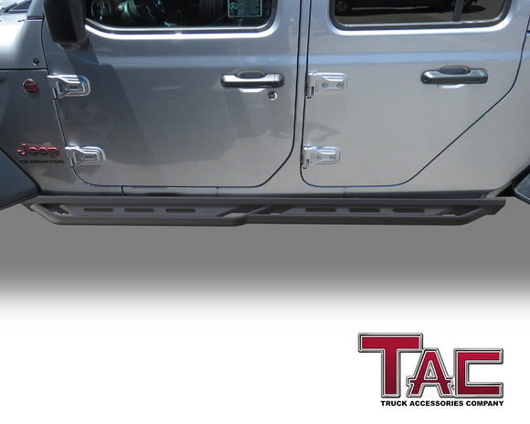 TAC Rocker Running Boards Compatible With 2020-2025 Jeep Gladiator JT| Side Steps| Nerf Bars| Step Bars| Step Rails| Rock Sliders| Carbon Steel| Pickup Truck Accessories| Fine Texture Black (2 PCS)
