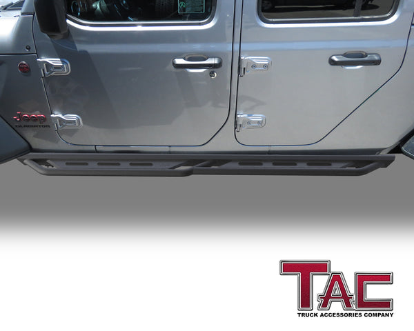 TAC Running Boards Fit 2020-2023 Jeep Gladiator JT Rocker Steps Pickup Truck Side Steps Nerf Bars Rock Slider Armor Off-Road Accessories Fine Texture Black (2pcs)